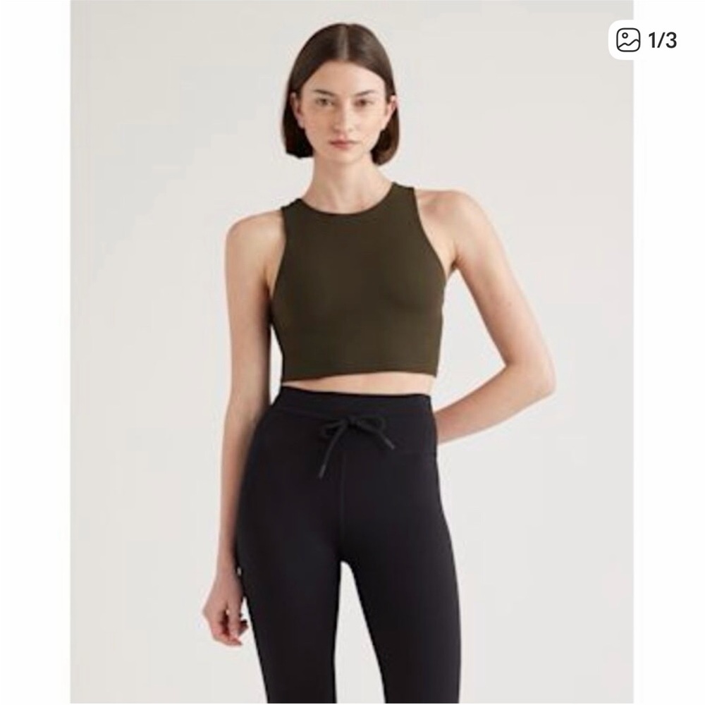 QUINCE Olive Ultra-Form High Neck Tank New
